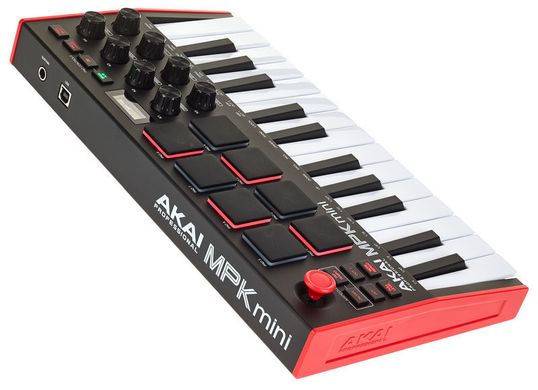 MIDI-клавиатура AKAI MPK MINI MK3, Красно-белый